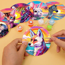 Cargar imagen en el visor de la galería, Pintar por números Posavasos 10cm (6 piezas) - Fauna Pop Art