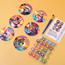 Cargar imagen en el visor de la galería, Pintar por números Posavasos 10cm (6 piezas) - Fauna Pop Art