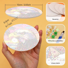 Cargar imagen en el visor de la galería, Pintar por números Posavasos 10cm (6 piezas) - Fauna Pop Art