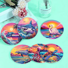 Cargar imagen en el visor de la galería, Pintar por números Posavasos 10cm (6 piezas) - Vida Marina Colorida