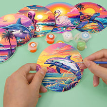 Cargar imagen en el visor de la galería, Pintar por números Posavasos 10cm (6 piezas) - Vida Marina Colorida