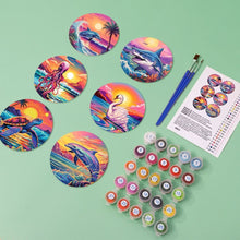 Cargar imagen en el visor de la galería, Pintar por números Posavasos 10cm (6 piezas) - Vida Marina Colorida