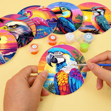 Cargar imagen en el visor de la galería, Pintar por números Posavasos 10cm (6 piezas) - Pájaros Tropicales Vibrantes