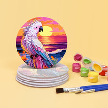 Cargar imagen en el visor de la galería, Pintar por números Posavasos 10cm (6 piezas) - Pájaros Tropicales Vibrantes