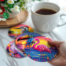 Cargar imagen en el visor de la galería, Pintar por números Posavasos 10cm (6 piezas) - Pájaros Tropicales Vibrantes
