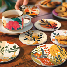 Cargar imagen en el visor de la galería, Pintar por números Posavasos 15cm (6 piezas) - Diseño Botánico Moderno