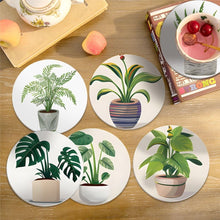 Cargar imagen en el visor de la galería, Pintar por números Posavasos 10cm (6 piezas) - Monstera y Helecho