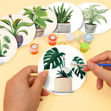 Cargar imagen en el visor de la galería, Pintar por números Posavasos 10cm (6 piezas) - Monstera y Helecho