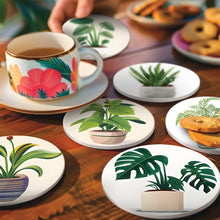 Cargar imagen en el visor de la galería, Pintar por números Posavasos 10cm (6 piezas) - Monstera y Helecho