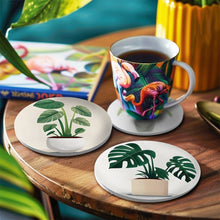 Cargar imagen en el visor de la galería, Pintar por números Posavasos 10cm (6 piezas) - Monstera y Helecho