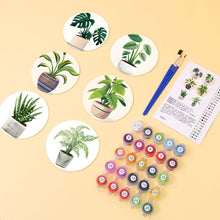 Cargar imagen en el visor de la galería, Pintar por números Posavasos 10cm (6 piezas) - Monstera y Helecho