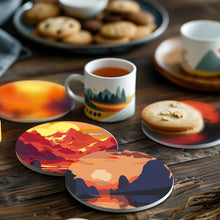 Cargar imagen en el visor de la galería, Pintar por números Posavasos 10cm (6 piezas) - Escena de Atardecer
