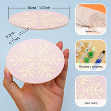 Cargar imagen en el visor de la galería, Pintar por números Posavasos 15cm (4 piezas) - Copo de Nieve