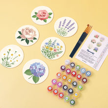 Cargar imagen en el visor de la galería, Pintar por números Posavasos 10cm (6 piezas) - Ramo Pastel