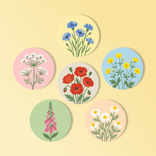 Cargar imagen en el visor de la galería, Pintar por números Posavasos 10cm (6 piezas) - Flores Silvestres Figured'Art