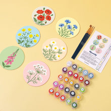 Cargar imagen en el visor de la galería, Pintar por números Posavasos 10cm (6 piezas) - Flores Silvestres