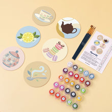 Cargar imagen en el visor de la galería, Pintar por números Posavasos 10cm (6 piezas) - Hora del Té