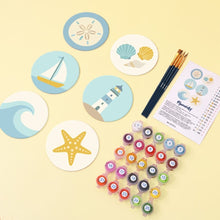 Cargar imagen en el visor de la galería, Pintar por números Posavasos 10cm (6 piezas) - Brisa Marina