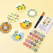 Cargar imagen en el visor de la galería, Pintar por números Posavasos 10cm (6 piezas) - Jardín de Limones