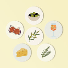 Cargar imagen en el visor de la galería, Pintar por números Posavasos 10cm (6 piezas) - Sabores Mediterráneos Figured'Art