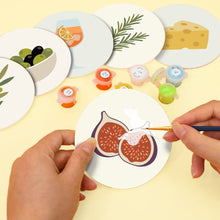 Cargar imagen en el visor de la galería, Pintar por números Posavasos 10cm (6 piezas) - Sabores Mediterráneos