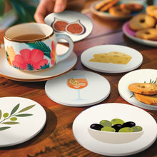 Cargar imagen en el visor de la galería, Pintar por números Posavasos 10cm (6 piezas) - Sabores Mediterráneos