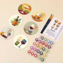 Cargar imagen en el visor de la galería, Pintar por números Posavasos 10cm (6 piezas) - Cata de Vinos