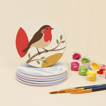 Cargar imagen en el visor de la galería, Pintar por números Posavasos 10cm (6 piezas) - Pequeños Pájaros Cantores