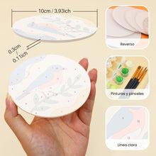 Cargar imagen en el visor de la galería, Pintar por números Posavasos 10cm (6 piezas) - Pequeños Pájaros Cantores