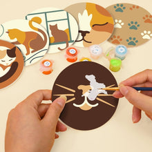 Cargar imagen en el visor de la galería, Pintar por números Posavasos 10cm (6 piezas) - Vida de Gato