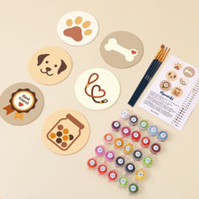 Cargar imagen en el visor de la galería, Pintar por números Posavasos 10cm (6 piezas) - Mundo de Cachorros
