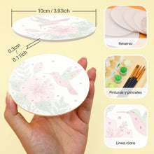 Cargar imagen en el visor de la galería, Pintar por números Posavasos 10cm (6 piezas) - Danza de Colibríes