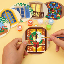 Cargar imagen en el visor de la galería, Pintar por números Posavasos 10cm (6 piezas) - Ventanas Encantadas
