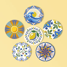 Cargar imagen en el visor de la galería, Pintar por números Posavasos 10cm (6 piezas) - Motivos Mediterráneos Figured'Art