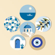 Cargar imagen en el visor de la galería, Pintar por números Posavasos 10cm (6 piezas) - Verano en Grecia Figured'Art