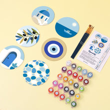 Cargar imagen en el visor de la galería, Pintar por números Posavasos 10cm (6 piezas) - Verano en Grecia