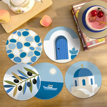 Cargar imagen en el visor de la galería, Pintar por números Posavasos 10cm (6 piezas) - Verano en Grecia