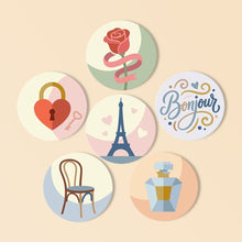 Cargar imagen en el visor de la galería, Pintar por números Posavasos 10cm (6 piezas) - Bonjour París Figured'Art