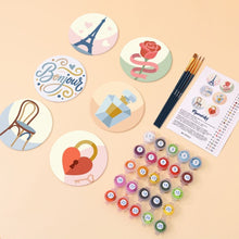Cargar imagen en el visor de la galería, Pintar por números Posavasos 10cm (6 piezas) - Bonjour París