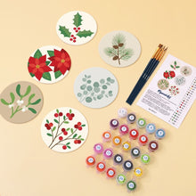 Cargar imagen en el visor de la galería, Pintar por números Posavasos 10cm (6 piezas) - Follaje festivo