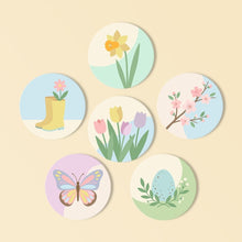 Cargar imagen en el visor de la galería, Pintar por números Posavasos 10cm (6 piezas) - Flores de primavera Figured'Art