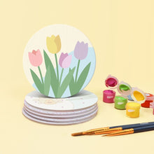 Cargar imagen en el visor de la galería, Pintar por números Posavasos 10cm (6 piezas) - Flores de primavera