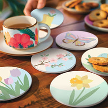 Cargar imagen en el visor de la galería, Pintar por números Posavasos 10cm (6 piezas) - Flores de primavera