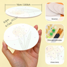Cargar imagen en el visor de la galería, Pintar por números Posavasos 10cm (6 piezas) - Flores de primavera
