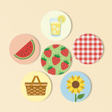 Cargar imagen en el visor de la galería, Pintar por números Posavasos 10cm (6 piezas) - Picnic de verano Figured'Art