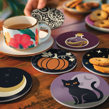 Cargar imagen en el visor de la galería, Pintar por números Posavasos 10cm (6 piezas) - Magia de Halloween