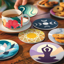Cargar imagen en el visor de la galería, Pintar por números Posavasos 10cm (6 piezas) - Equilibrio zen