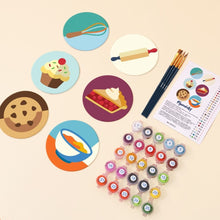 Cargar imagen en el visor de la galería, Pintar por números Posavasos 10cm (6 piezas) - Amantes de los postres
