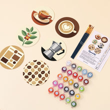 Cargar imagen en el visor de la galería, Pintar por números Posavasos 10cm (6 piezas) - Pausa para café