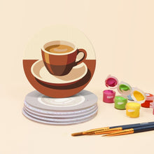 Cargar imagen en el visor de la galería, Pintar por números Posavasos 10cm (6 piezas) - Pausa para café